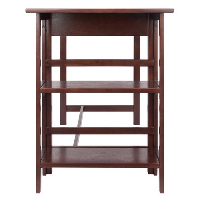Transitional Walnut Wood Home Office Desk with Drawer and Shelves