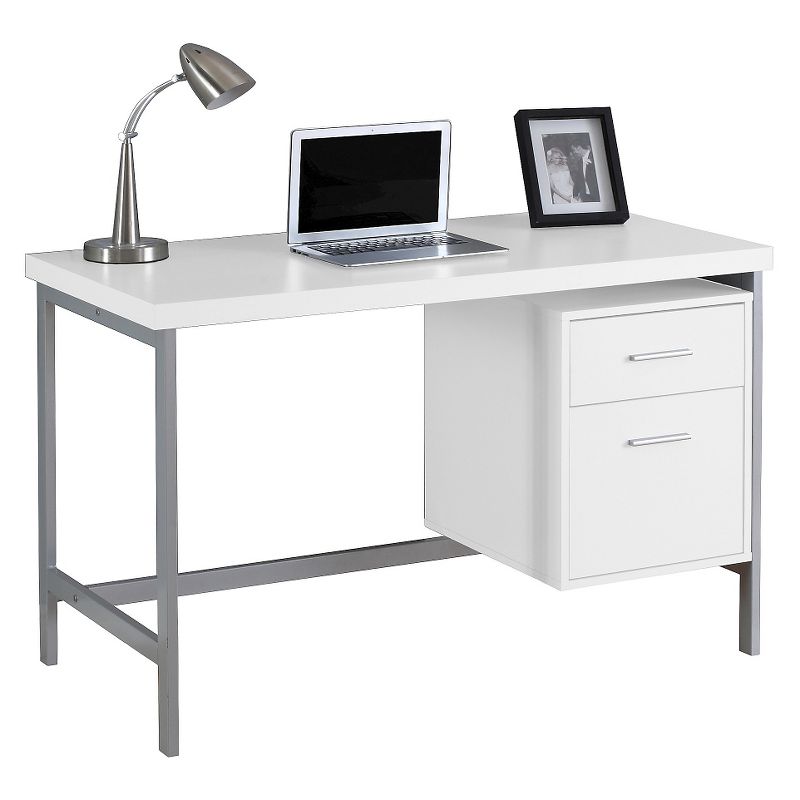 Computer Desk with Drawers Silver Metal - EveryRoom, 1 of 5