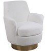 PAGED Modern Swivel Accent Chair, Velvet Fabric Ergonomic Arm Chair with Iron Base, Wood Reading Chair for Living Room, Bedroom - 4 of 4