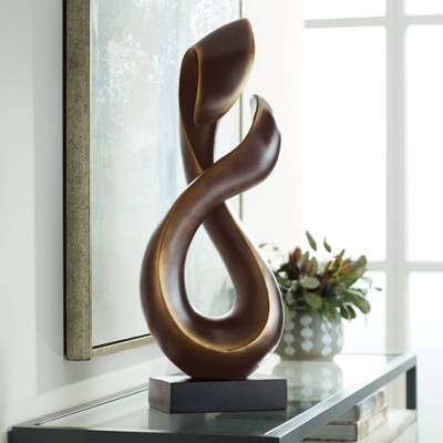 Dark Gold Resin Infinity Sculpture with Black Stand