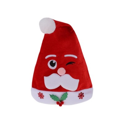 Unique Bargains Christmas Hat Winking Santa Hat Polyester Non-Woven Fabric Red 11.02"x14.57" 1 Pc