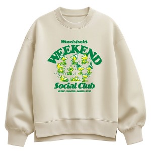 美品 COGTHEBIGSMOKE バルーン エアリー ドレープ スウェット 白 Women's Peanuts Woodstock's Social Club Oversized Fleece Crew