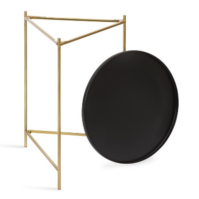 Ulani Modern Black and Gold Round Metal Nesting Side Table Set of 2