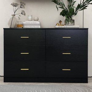 ORRD Modern Black 6-Drawer Dresser for Bedroom - Ample Storage Wide Chest of Drawers, Sturdy & Safe - 1 of 4