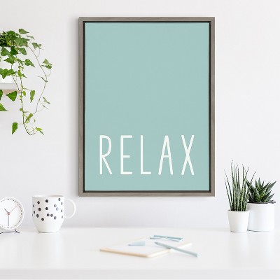 Relax Pale Teal Motivational Quote Canvas Print, 18x24