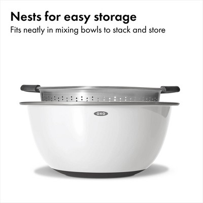 OXO 5 Qt Stainless Steel Colander: Dishwasher-Safe Strainer for Pasta & More, Clear, 11.7 Width ‼️has stains and scratches ‼️