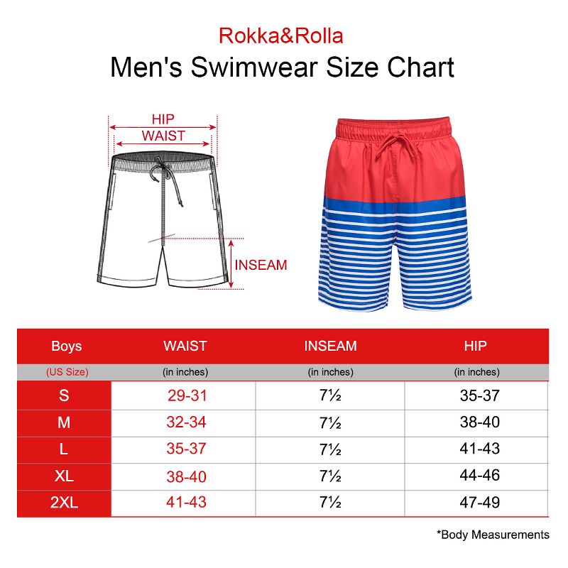 Rokka&Rolla Men's 7.5'' Swim Trunks Beach Shorts, 3 of 12