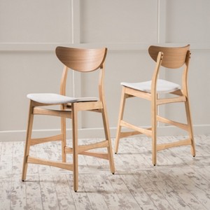 GDFStudio Cedric Mid-Century Modern Fabric and Rubberwood 23.5 Inch Counter Stool (Set of 2) - 1 of 4