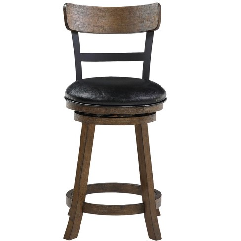 Home 2 Office Riverside 36.5 in. Walnut High Back Wood and Metal 24 in. Bar Stool