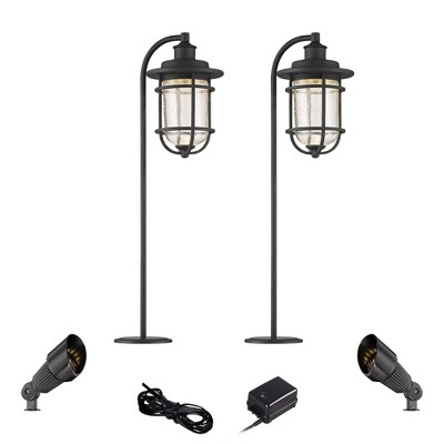 John Timberland Markham Textured Black 6-Piece LED Path and Spot Light Set