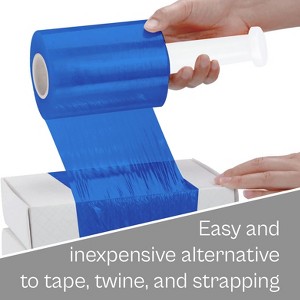 PSBM 18 Rolls 3" x 1000 Ft. x 80 Gauge Blue Cast Stretch Wrap with Plastic Handle - 1 of 4