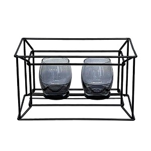 Essential Decor & Beyond Metal Candle Holder with Gray Glass - 1 of 1