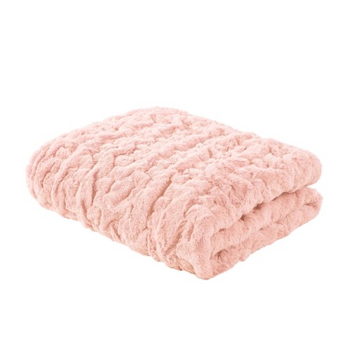 Pink faux fur throw blanket hot sale