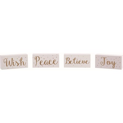 Transpac MDF Word Block Set of 4 Christmas Home Decorations