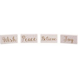 Transpac MDF Word Block Set of 4 Christmas Home Decorations - 1 of 1