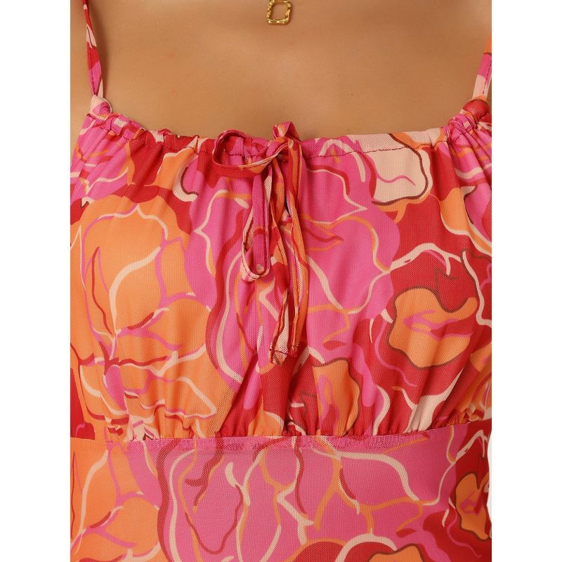 Allegra K Women's Boho Floral Print Sleeveless Spaghetti Strap Maxi Dress, 5 of 6