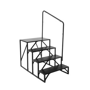 VEVOR RV Steps, 4-Step RV Stairs, 440 LBS Load Capacity, Thickened Carbon Steel, With Handrail, Non-Slip Steps for Safe Entry and Exit, Black - 1 of 4