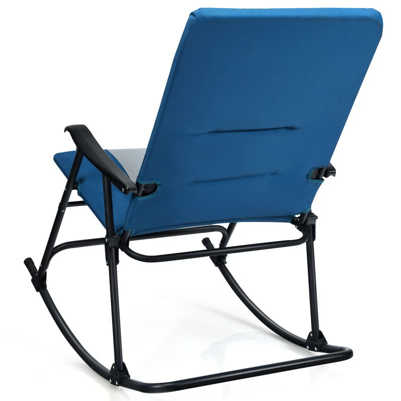 Tangkula Foldable Rocking Chair Enlarged Rocker Chair with Cotton Clip Blue/Red, 5 of 7