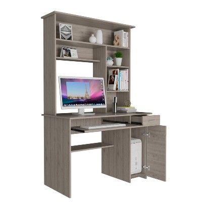 Depot E-Shop 180 Compu Hutch Desk, Keyboard Tray, Door Panel For CPU, Multiple Shelves, One Drawer