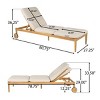 Chaise Lounge Chair With Wheels for Patio, Wood Frame Recliner With Cushions Set of 2 for Poolside Relaxing-Maison Boucle - 3 of 4