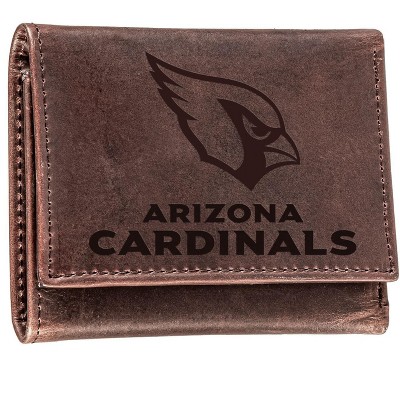 Evergreen NFL Arizona Cardinals Brown Leather Trifold Wallet Officially Licensed with Gift Box