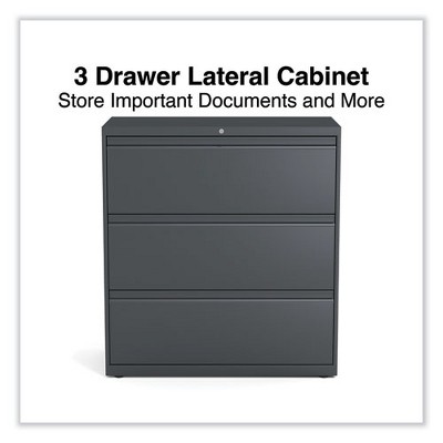 Charcoal Steel 3-Drawer Lockable Lateral File Cabinet