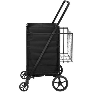 VEVOR Folding Shopping Cart with Removable Waterproof Liner, 210LBS Large Capacity Jumbo Grocery Cart with Dual Basket, 360° Swivel Wheels - 1 of 4