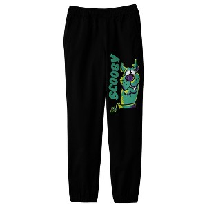Scooby-Doo Teal Text Youth Boys Black Sweatpants - 1 of 3