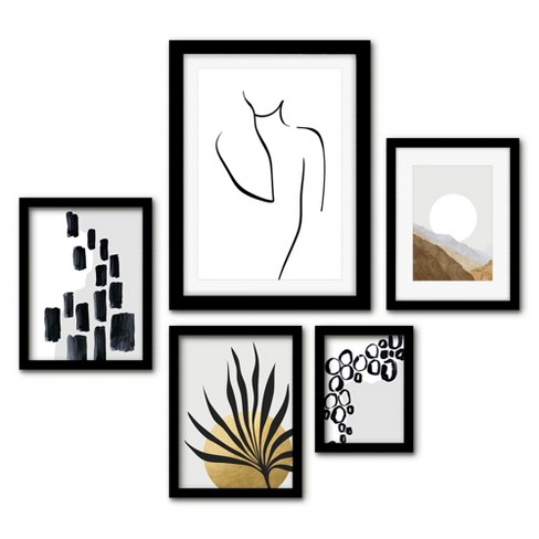 Americanflat 5 Piece White Framed Gallery Wall Art Set Modern