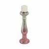 Glass Pillar Candle Holder - Crackled Glass Design - Glam Decor for Home, Office, Bedroom & Living Room - Stylish Taper Candle Stand - 15" Pink - 2 of 4