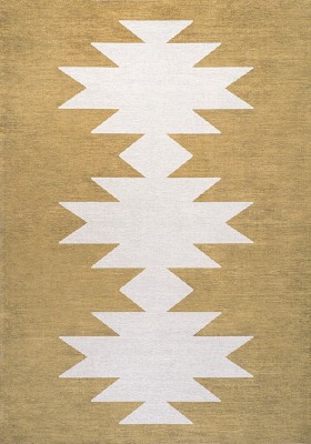 Ivory Moss Minimalist Geometric Synthetic Area Rug