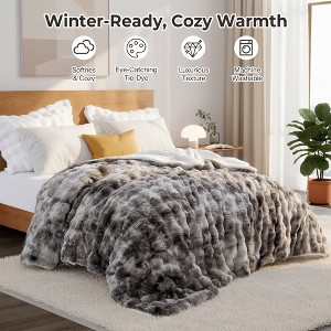 Peace Nest Dual-Side Fluffy Faux Rabbit Fur Comforter Set, Plush Fuzzy Bedding Set - 1 of 4