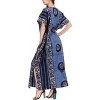 LA LEELA Women's Summer Loose Caftan Maxi Night Evening Gown Loungewear Dashiki House Dresses for Women 3X-4X Blue, Floral - 2 of 4