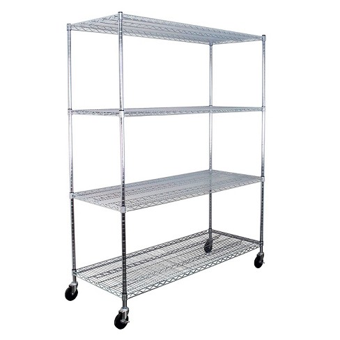 Saferacks Ws Zw4 24 X 60 X 72 Inch 4 Tier Storage Heavy Duty 350 Pound Shelf Steel Wire Shelving Rack With Wheels Stainless Target