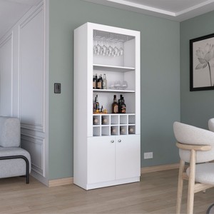 Gulches 74-Inch Tall Modern Bar Cabinet with Wine Rack & Stemware Holder - 1 of 4