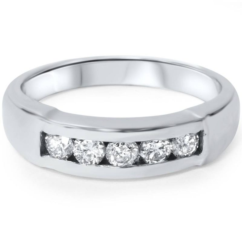 Pompeii3 Mens 1/2ct 14K White Gold Round Diamond Wedding Ring, 2 of 6