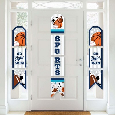 Big Dot of Happiness Go, Fight, Win - Sports - Hanging Vertical Paper Door Banners - Baby Shower or Birthday Party Wall DecorKit - Indoor Door Decor