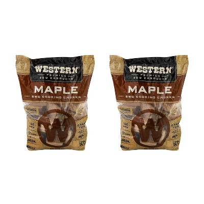 Western BBQ Maple Barbecue Flavor Wood Cooking Chunks for Grilling and Smoking Poultry, Pork, and Vegetables (2-Pack)