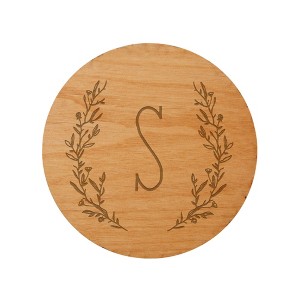 Personalization Mall Farmhouse Floral Personalized Initial Wood Coaster - 1 of 1