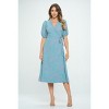WEST K Womens Alexandria Elbow Puff Sleeve Full-Wrap A-Line Midi Dress - 3 of 4