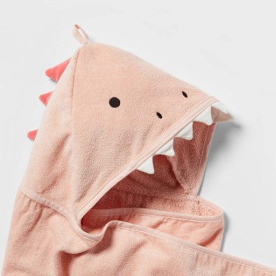 25&#34;x50&#34; Pink Dinosaur Kids&#39; Hooded Towel - Pillowfort&#8482;