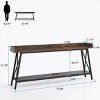 70.86'' Rustic Industrial Extra Long Narrow Console Table with Storage Shelf and Metal Frame for Living Room,Hallway-Baofuwish - 4 of 4