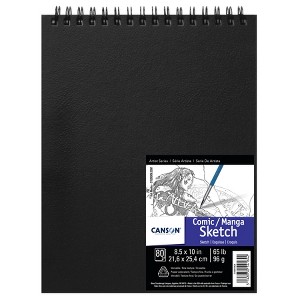 Canson Artist Series Manga Sketch Art Book, Black Cover, Wire Binding, 80 Sheet, 8.5x10 inch, 1 Count - 1 of 3
