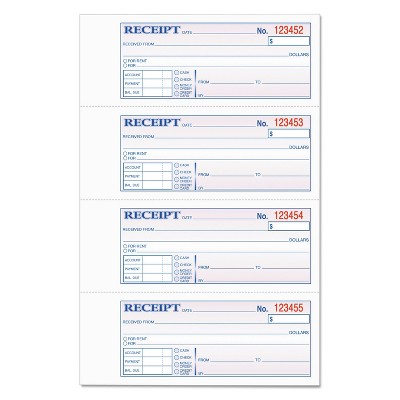 TOPS Money and Rent Receipt Books 2-3/4 x 7 1/8 Two-Part Carbonless 400 Sets/Book 46816