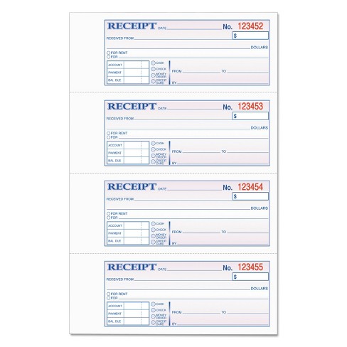 Tops Money And Rent Receipt Books 2 3 4 X 7 1 8 Two Part Carbonless 400 Sets Book 46816 Target