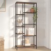 vidaXL Bookshelf with Multiple Shelving Units, Engineered Wood and Steel Construction, Ideal for Home and Office - Light Brown & Black - 2 of 4