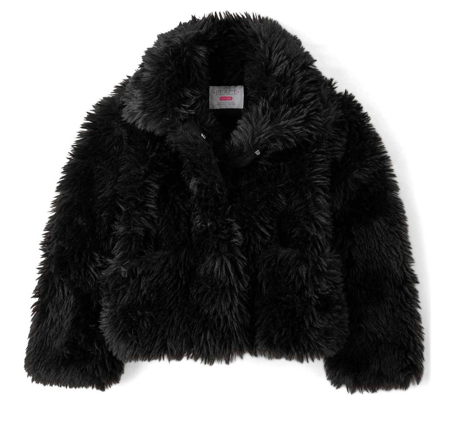 Куртка The Children's Place Long Sleeve Faux Fur Coat Black S (5/6) для девочек, цвет: Чёрный — фото 1