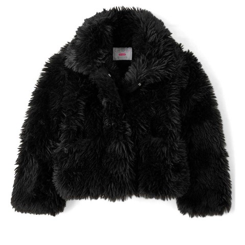 Куртка The Children's Place Long Sleeve Faux Fur Coat Black S (5/6) для девочек, цвет: Чёрный