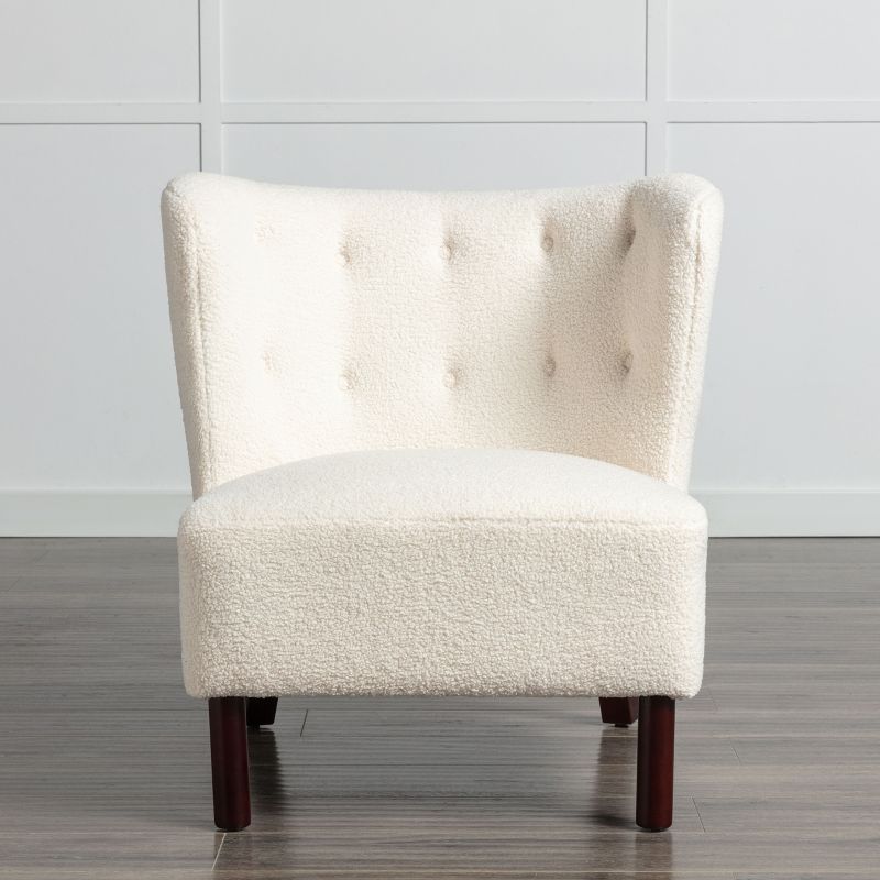 Upholstered Accent Chair, Wingback Armless Single Sofa Chair with Wooden Legs-ModernLuxe, 2 of 13