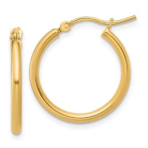 Black Bow Jewelry 2mm Round Hoop Earrings in 14k Yellow Gold, 20mm (3/4 Inch) - 1 of 4